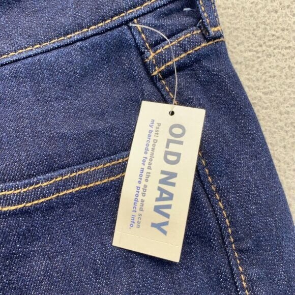 Old Navy Wow Loose High Rise Jeans Womens Size 4 Long Blue Dark Wash Stretch NEW - Picture 4 of 11